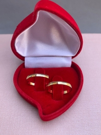 Par de aliança de ouro 18k anatômico, abaulado 2mm